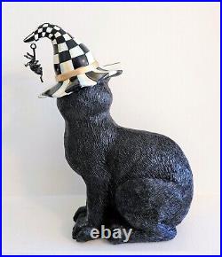 NEW Mackenzie Childs 10 BLACK CAT in COURTLY CHECK HAT with SPIDER Halloween