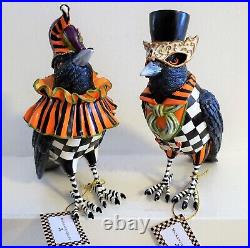 NEW Mackenzie Childs 7 MASQUERADE CROWS Hand-Painted Resin Fun Party Birds