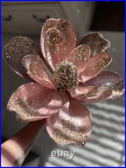 NEW Magnolia Stem Jewel Glitter Velvet Glam Christmas Stem Pink Gold LARGE Set 5