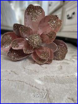 NEW Magnolia Stem Jewel Glitter Velvet Glam Christmas Stem Pink Gold LARGE Set 5
