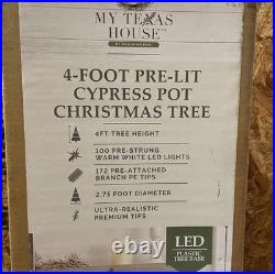 NEW My Texas House 4FT Pre-Lit Cypress Artificial Tree Christmas 100 Lights NEW My Texas House 4FT Pre-Lit Cypress Artificial Tree Christmas 100 Lights