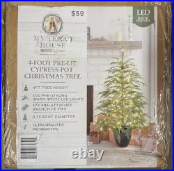 NEW My Texas House 4FT Pre-Lit Cypress Artificial Tree Christmas 100 Lights NEW My Texas House 4FT Pre-Lit Cypress Artificial Tree Christmas 100 Lights