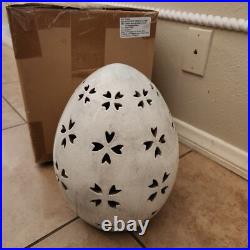 NEW Pottery Barn Ceramic Pierced Punched WHITE Large Egg Luminary EASTER