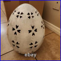 NEW Pottery Barn Ceramic Pierced Punched WHITE Large Egg Luminary EASTER