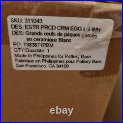 NEW Pottery Barn Ceramic Pierced Punched WHITE Large Egg Luminary EASTER