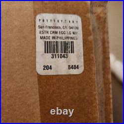NEW Pottery Barn Ceramic Pierced Punched WHITE Large Egg Luminary EASTER