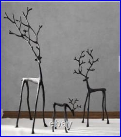 NEW Pottery Barn Christmas Bronze Sculpted Reindeer Set of 3 SOLD OUT