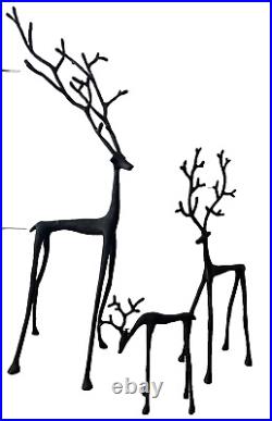 NEW Pottery Barn SET OF 3 Bronze Sculpted Reindeer Winter Rustic