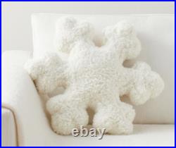 NEW Pottery Barn Snowflake Shaped Sherpa Pillow, Ivory, Winter