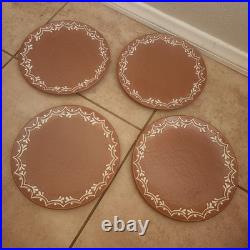 NEW S/4 Pottery Barn Gingerbread Stoneware DINNER Plates Christmas Holiday