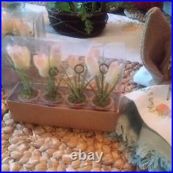 NEW S/8 Pottery barn potted tulip flower placecard holder EASTER Spring