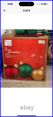 NIB 3-Piece Jumbo Ornament Set Holiday Yard Decoration