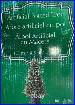 NIB 4.5 Ft Potted Aspen Pre Lit Artificial Christmas Tree 200 Micro LED WithRemote