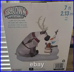 NIB Gemmy Frozen Christmas Airblown Inflatable Olaf & Sven 7 Ft Indoor Outdoor