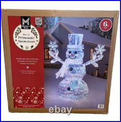 NIB Member's Mark 570 LED Pre-Lit Prismatic Snowman Iridescent Christmas 6ft