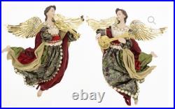 NIB Pair 2 Mark Roberts 16 Christmas Flying Angel Figurines Instrument