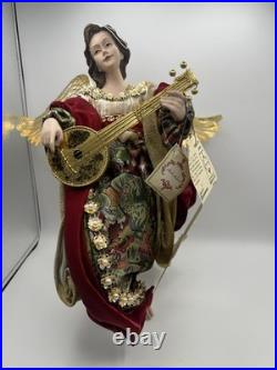 NIB Pair 2 Mark Roberts 16 Christmas Flying Angel Figurines Instrument