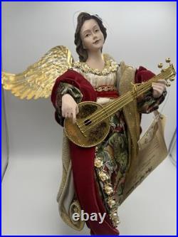 NIB Pair 2 Mark Roberts 16 Christmas Flying Angel Figurines Instrument