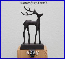 NIB Pottery Barn Christmas Santa's Sleigh REINDEER DEER Stocking Holder BRONZE
