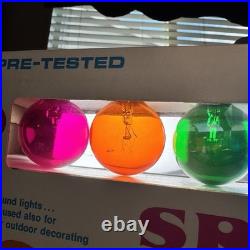 NOS VTG Radiant Sphere Brite Colored Christmas Outdoor String Lights With Clips