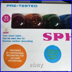 NOS VTG Radiant Sphere Brite Colored Christmas Outdoor String Lights With Clips
