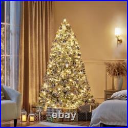 NOVAROOT 6FT Snow Flocked Artificial Christmas Tree Pre-Lit Metal Stand US