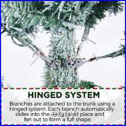 NOVAROOT 6FT Snow Flocked Artificial Christmas Tree Pre-Lit Metal Stand US