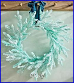 NWT Anthropologie Flocked Faux Fir Wreath GARLAND Christmas HOLIDAY MINT BIG 20