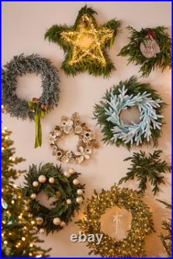 NWT Anthropologie Flocked Faux Fir Wreath GARLAND Christmas HOLIDAY MINT BIG 20