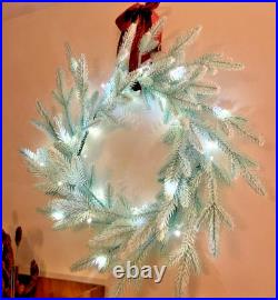 NWT Anthropologie Flocked Faux Fir Wreath GARLAND Christmas HOLIDAY MINT BIG 20