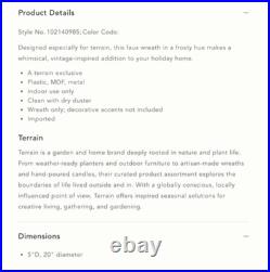 NWT Anthropologie Flocked Faux Fir Wreath GARLAND Christmas HOLIDAY MINT BIG 20