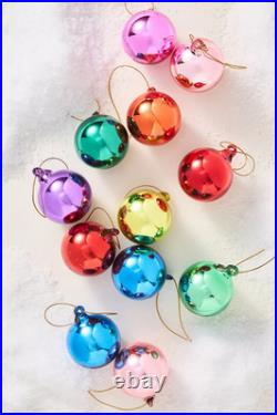 NWT Anthropologie set of 9 glass pearlized 4 Shining Ball Ornaments Christmas