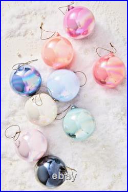 NWT Anthropologie set of 9 glass pearlized 4 Shining Ball Ornaments Christmas