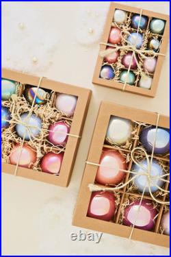 NWT Anthropologie set of 9 glass pearlized 4 Shining Ball Ornaments Christmas