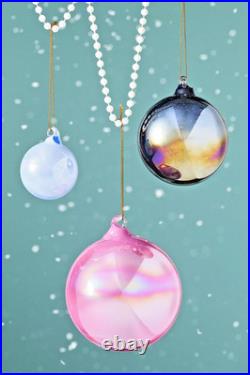 NWT Anthropologie set of 9 glass pearlized 4 Shining Ball Ornaments Christmas