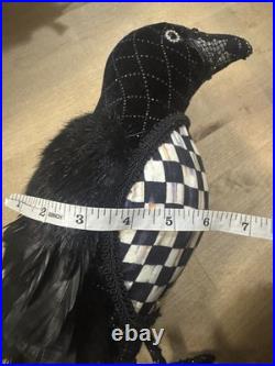 NWT Mackenzie Childs Velvet and Check Set of 3 Crows feathers black birds