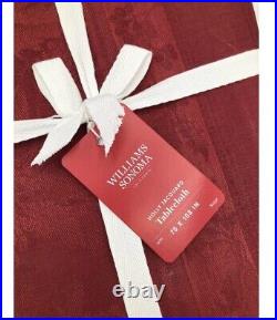 NWT Williams Sonoma Holly Jacquard Red Tablecloth 70x108 Christmas Holiday Decor