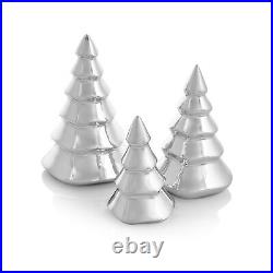 Nambe Holiday Collection Set of 3 Mini Christmas Trees Figurines 4.5 6 7