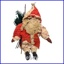 Nancy Krueger Primitive Santa Claus 1997 OOAK Quilted Red Folk Art Rare Vintage