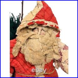 Nancy Krueger Primitive Santa Claus 1997 OOAK Quilted Red Folk Art Rare Vintage