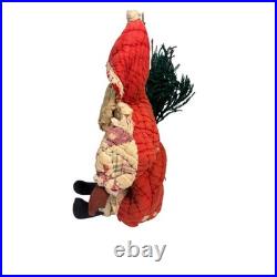 Nancy Krueger Primitive Santa Claus 1997 OOAK Quilted Red Folk Art Rare Vintage