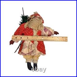 Nancy Krueger Primitive Santa Claus 1997 OOAK Quilted Red Folk Art Rare Vintage
