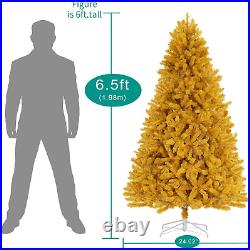 Naomi Home 6.5Ft Gold Christmas Tree with Lights, Unique Colored Christmas Tree