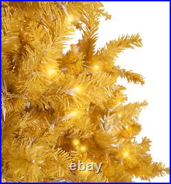 Naomi Home 6.5Ft Gold Christmas Tree with Lights, Unique Colored Christmas Tree