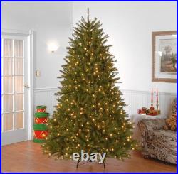 National Tree 7.5 ft Dunhill Fir Pre-Lit Clear Lights Hinged Full Tree with Stand