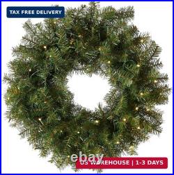 National Tree Company 24 in Pre-Lit Norwood Fir Artificial Christmas Wreath, Chr