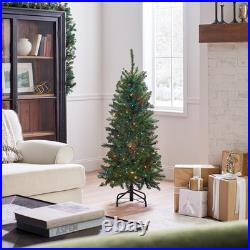 National Tree Company 4.5 ft Pre-Lit Kingswood Fir Slim Artificial Christmas
