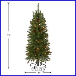 National Tree Company 4.5 ft Pre-Lit Kingswood Fir Slim Artificial Christmas