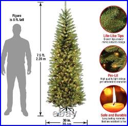 National Tree Company 7.5 ft Pre-lit Artificial Christmas Tree Green Pencil