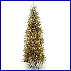 National Tree Company Artificial Pre-Lit Slim Christmas Tree, Green, Kingswoo National Tree Company Artificial Pre-Lit Slim Christmas Tree, Green, Kingswoo